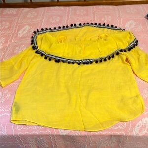 Yellow Women's Top with Black Trim